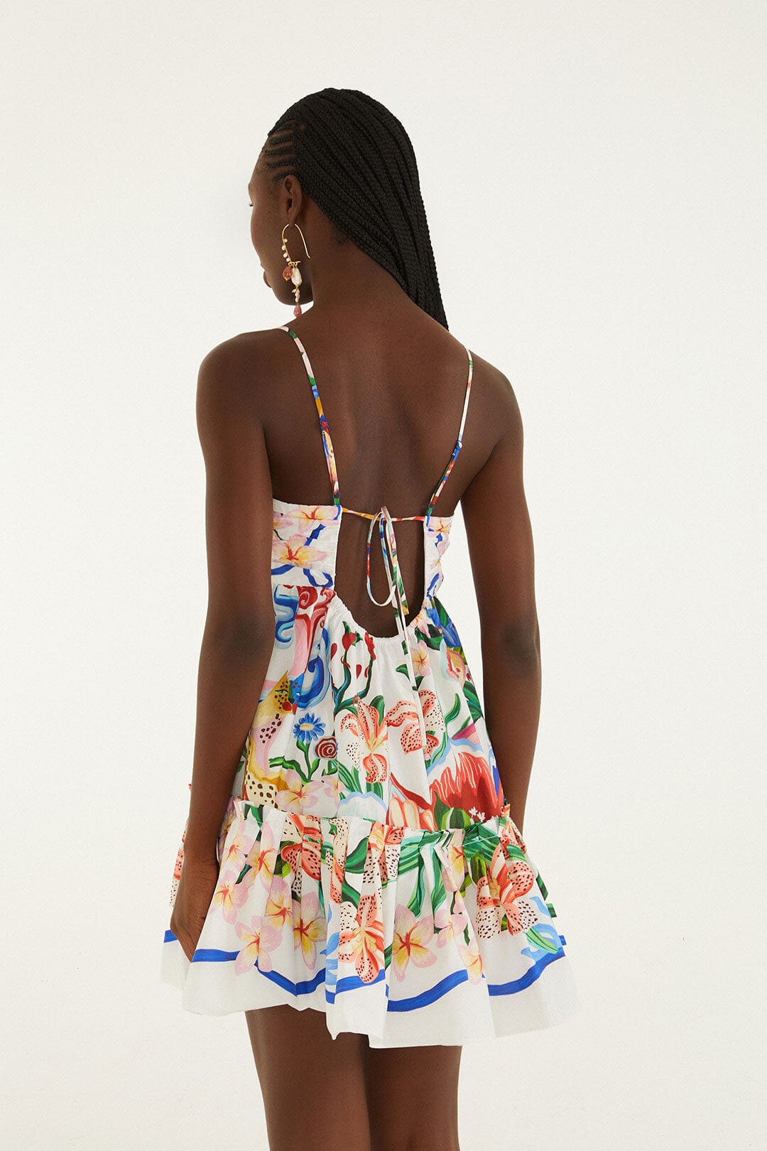 Off-White Garden Of Life Scarf Ruffled Mini Dress