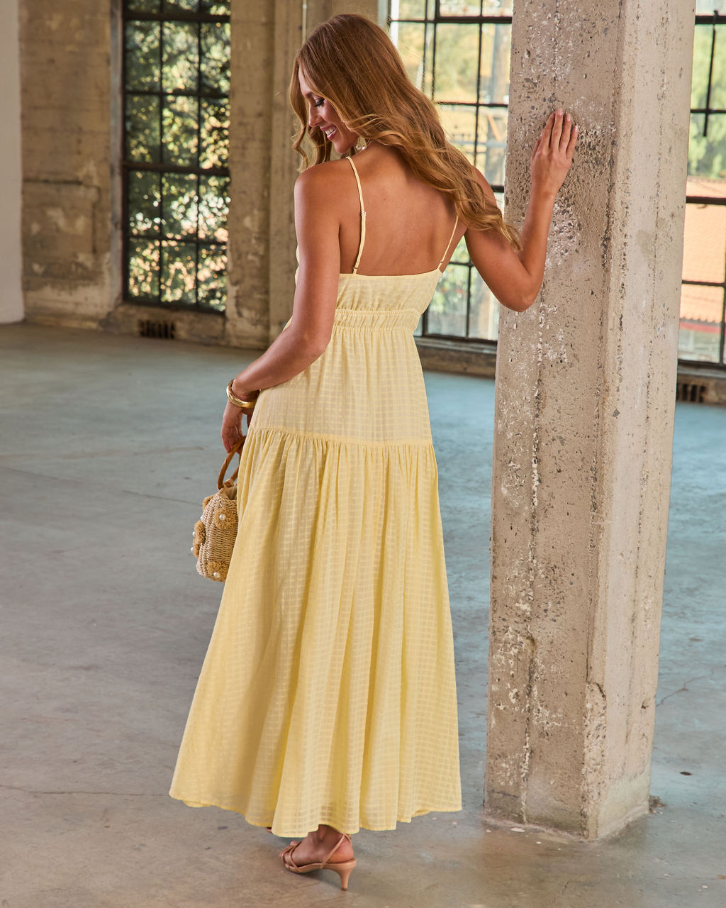Sunset Layover Cotton Bust Tie Maxi Dress
