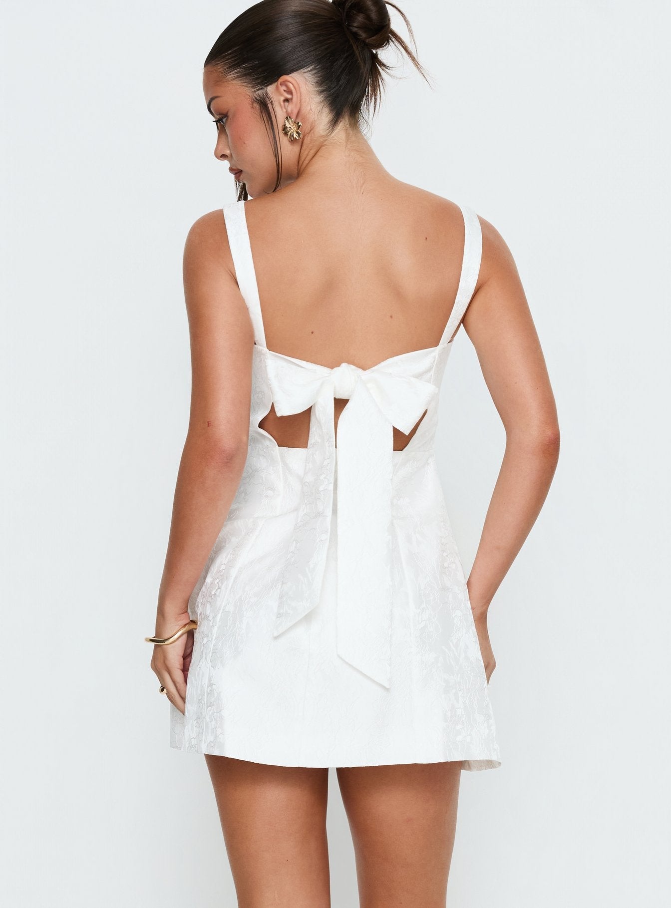 Asterie Bow Detail Mini Dress White