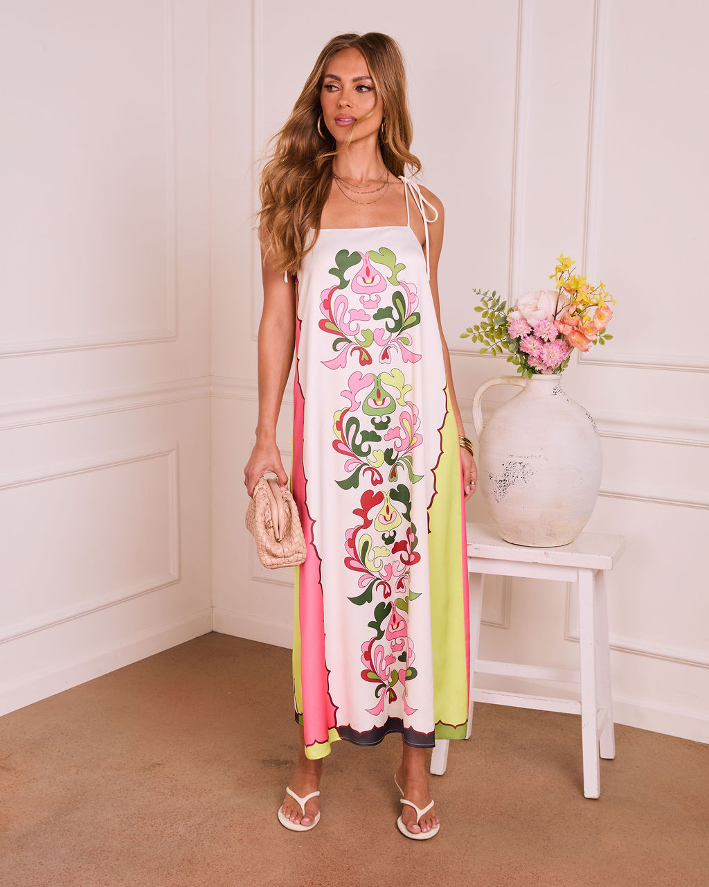 Serene Muse Abstract Print Midi Dress