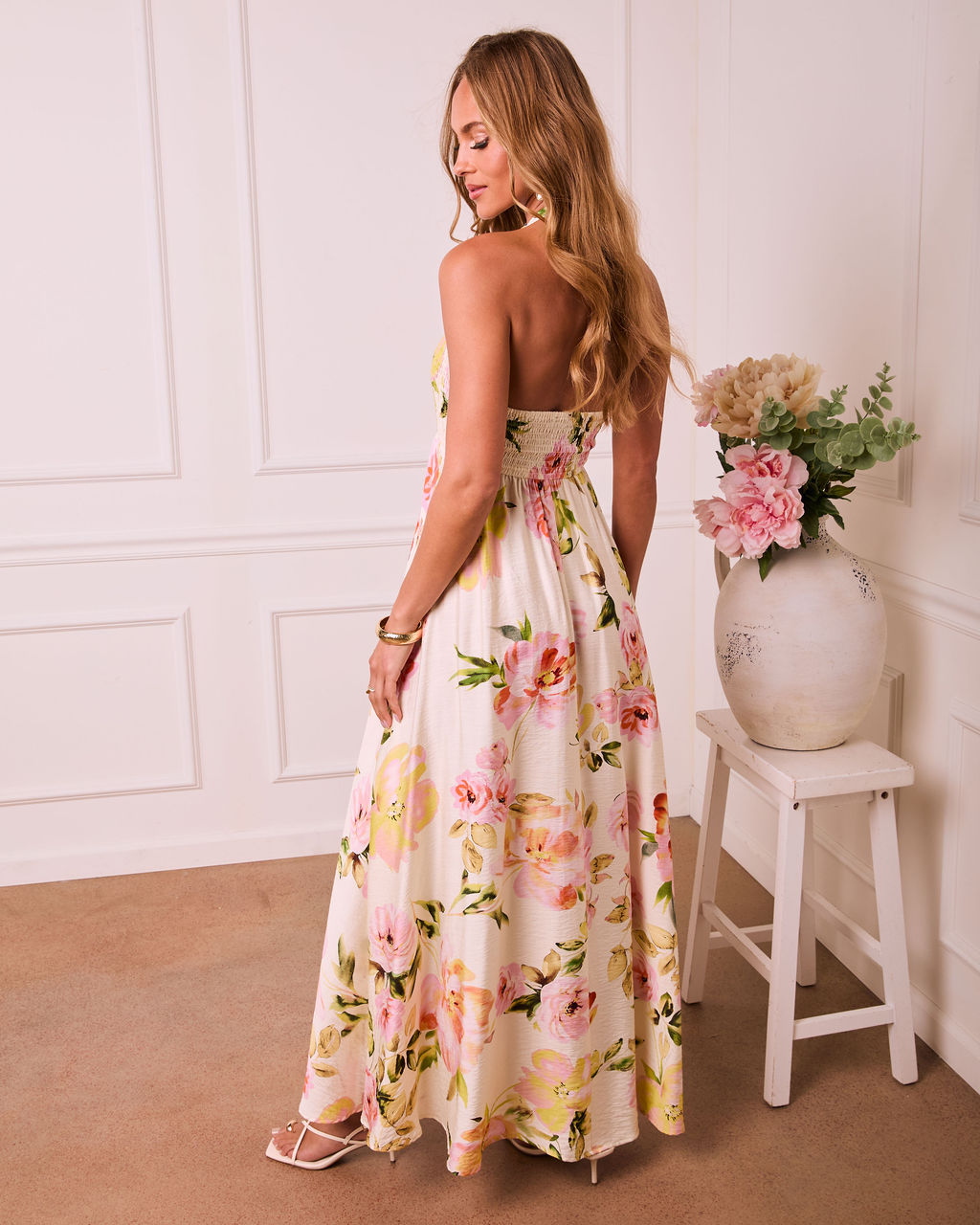 Daybreak Bloom Floral Halter Neck Maxi Dress