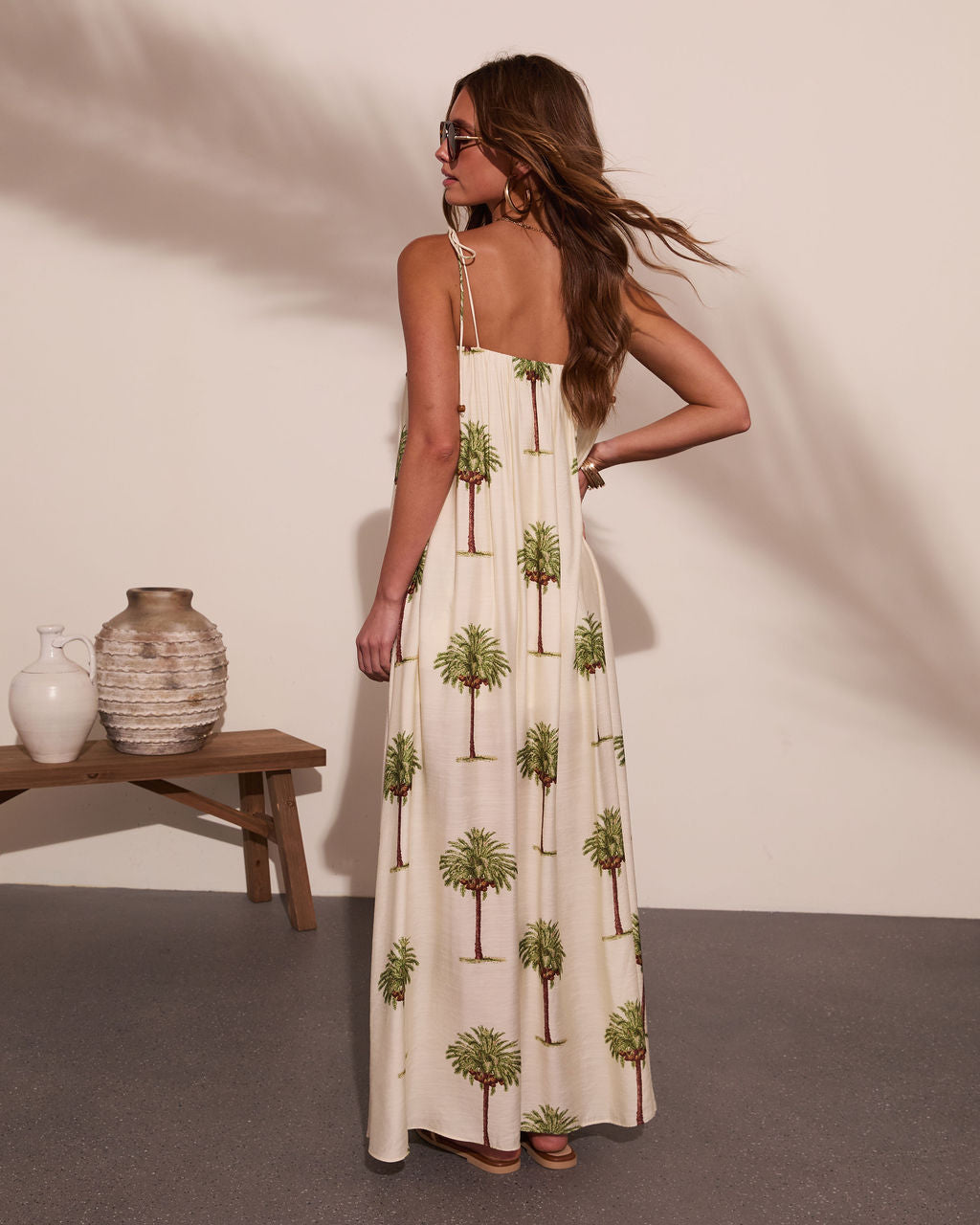 Tropic Treasure Palm Print Maxi Dress