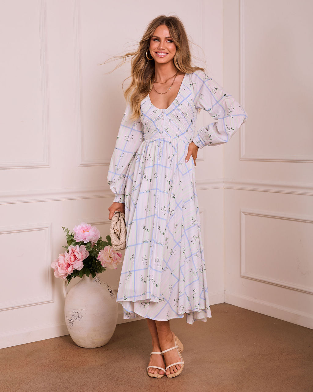 Wildlight Muse Floral Plaid Maxi Dress