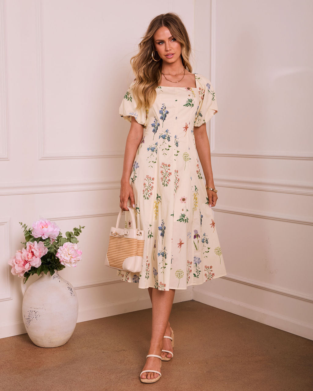 Katie Floral Off The Shoulder Puff Sleeve Maxi Dress