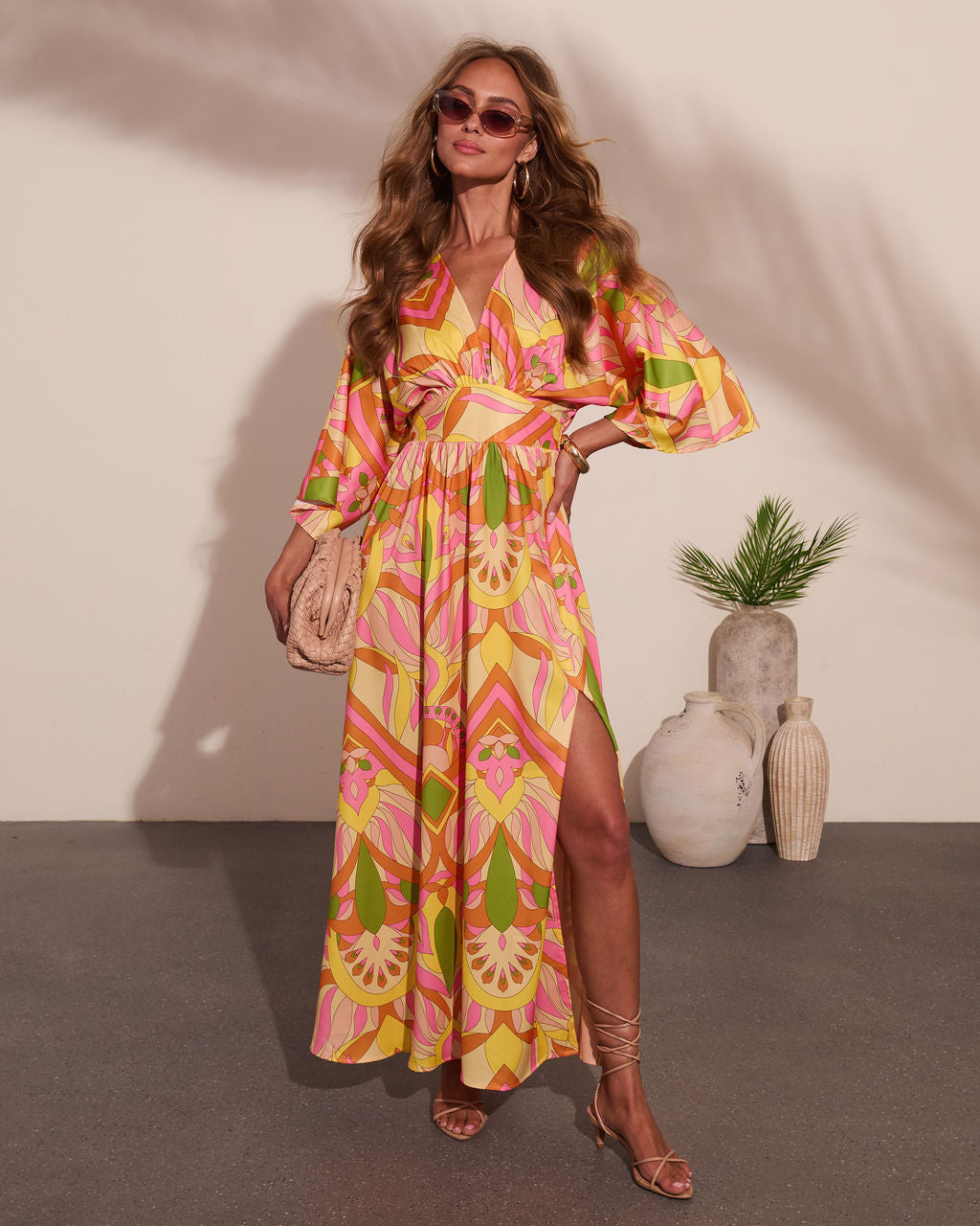 Botanical Dream Abstract Print Maxi Dress