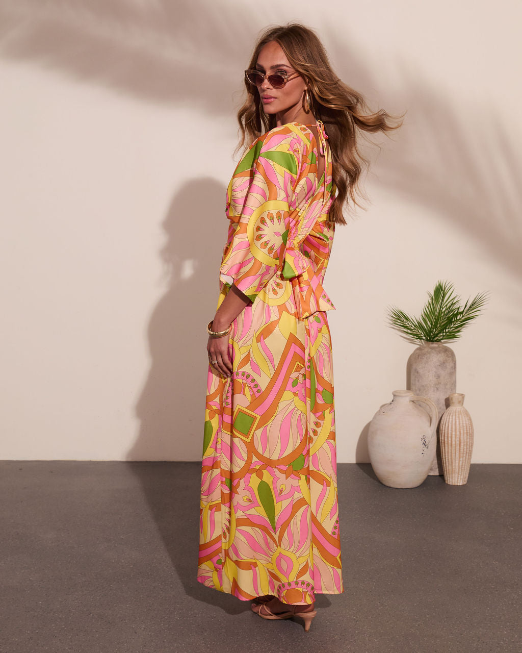 Botanical Dream Abstract Print Maxi Dress
