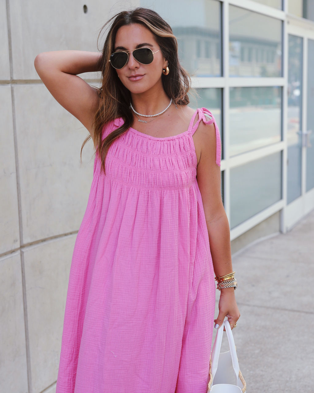 Sophie Cotton Smocked Pocketed Maxi Dress