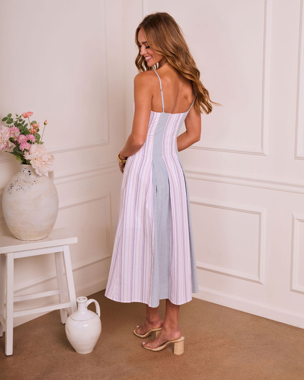 Closet Muse Striped Fit and Flare Maxi Dress