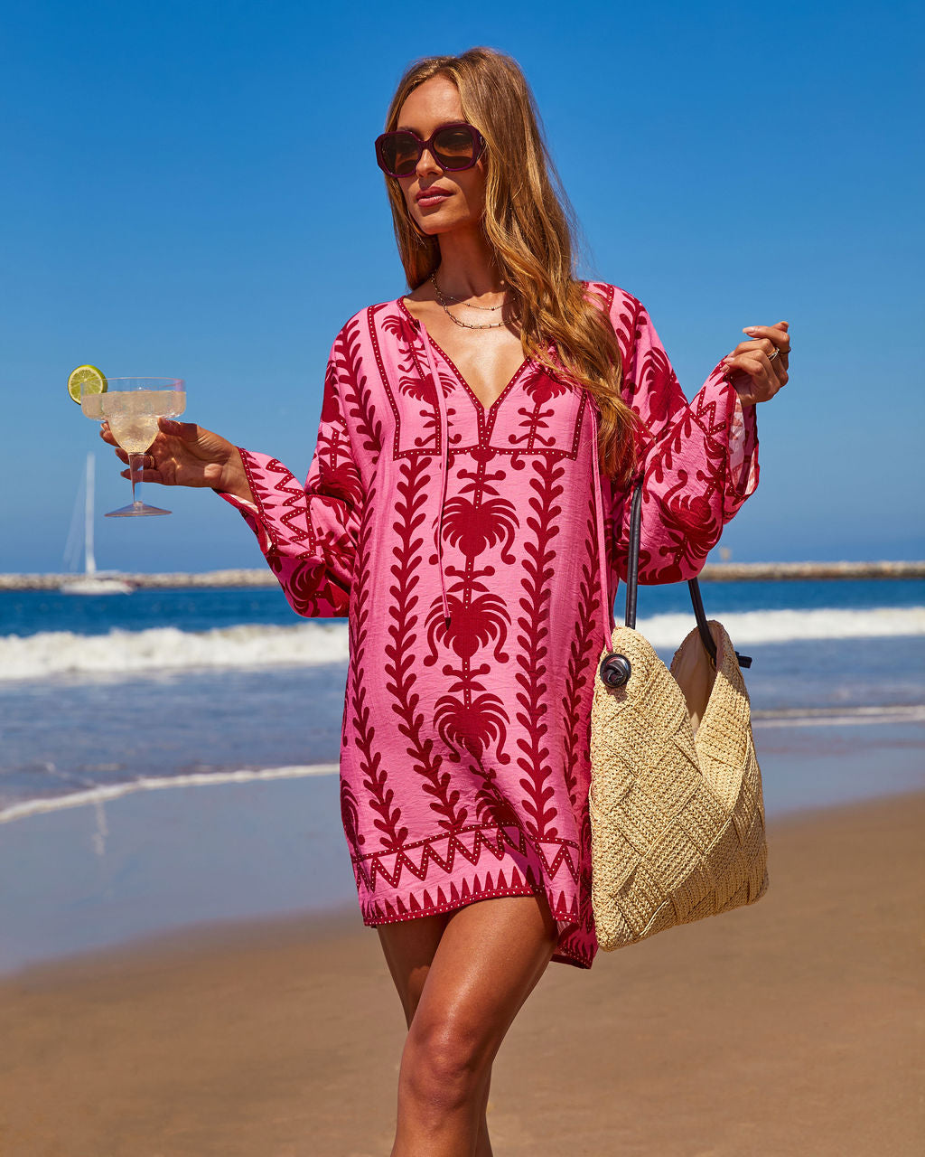 Sunset Riviera Abstract Mini Shift Dress