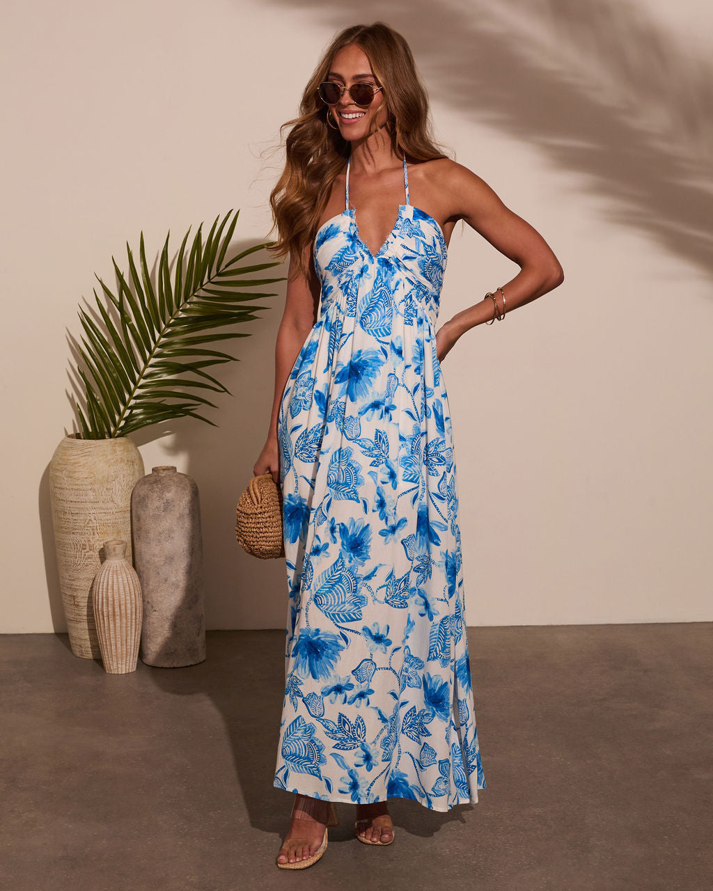 Nixie Halter Floral Maxi Dress