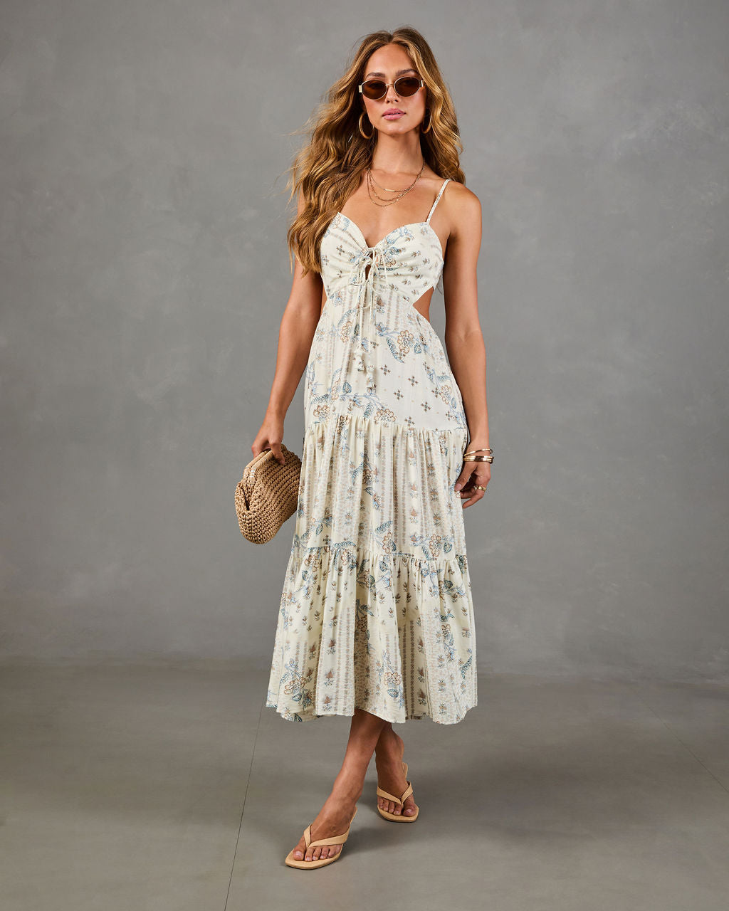 Desert Daisy Floral Cut Out Maxi Dress