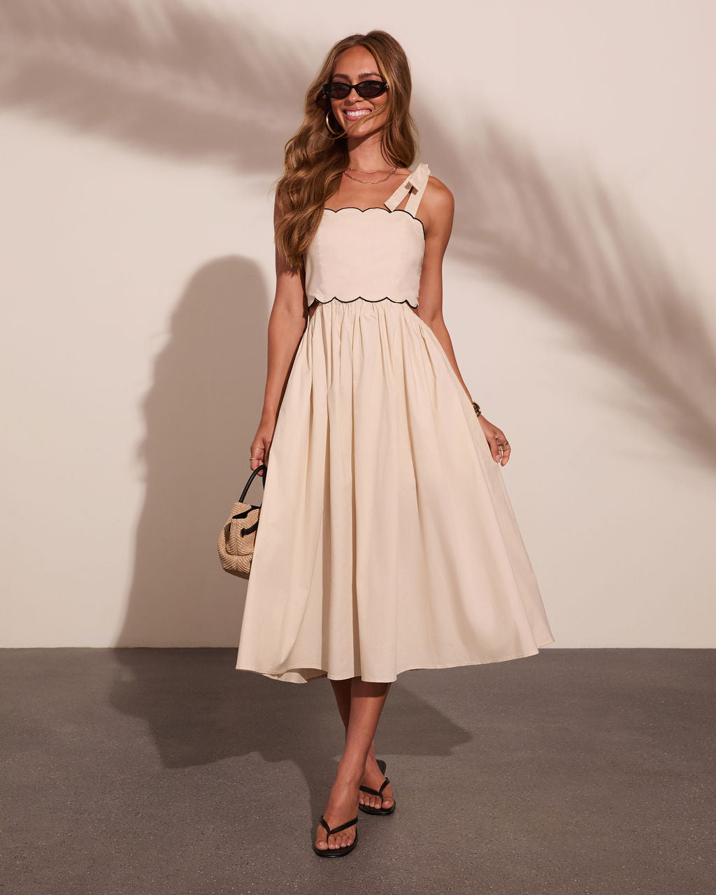 Summer Whim Contrast Trim Midi Dress