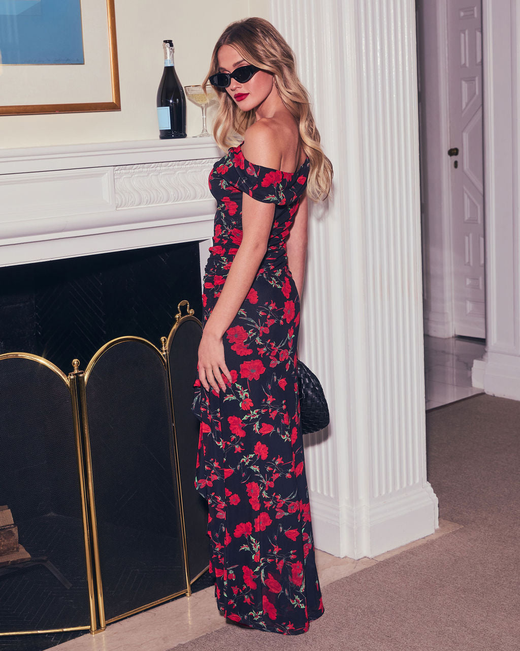 Gilded Love Floral Mesh Maxi Dress