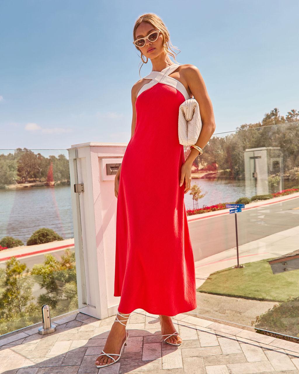Lelanie Color Block Linen Blend Maxi Dress