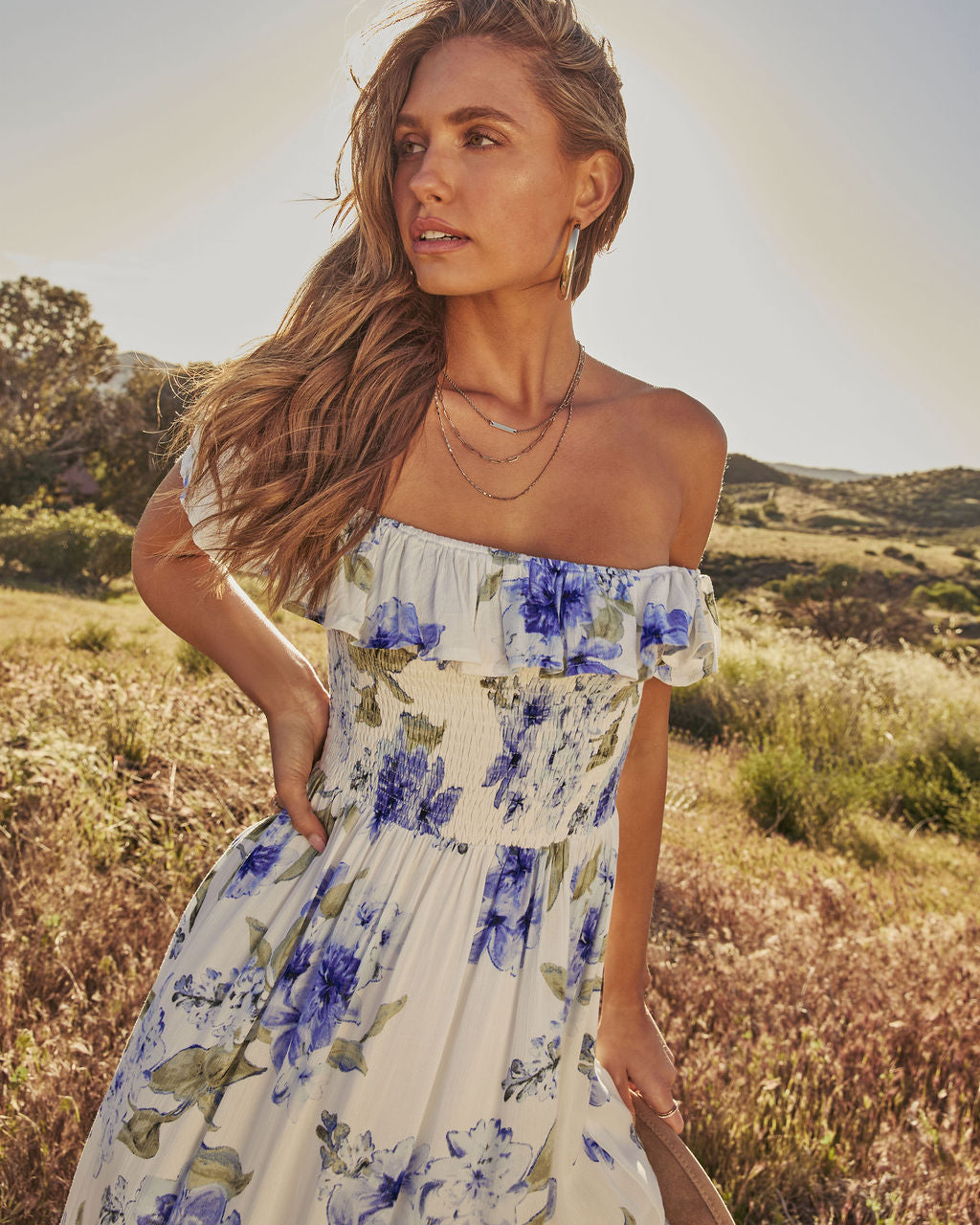 Meadow Bloom Floral A-Line Maxi Dress