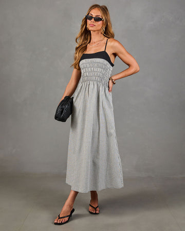 Merinah Gingham Print Midi Dress