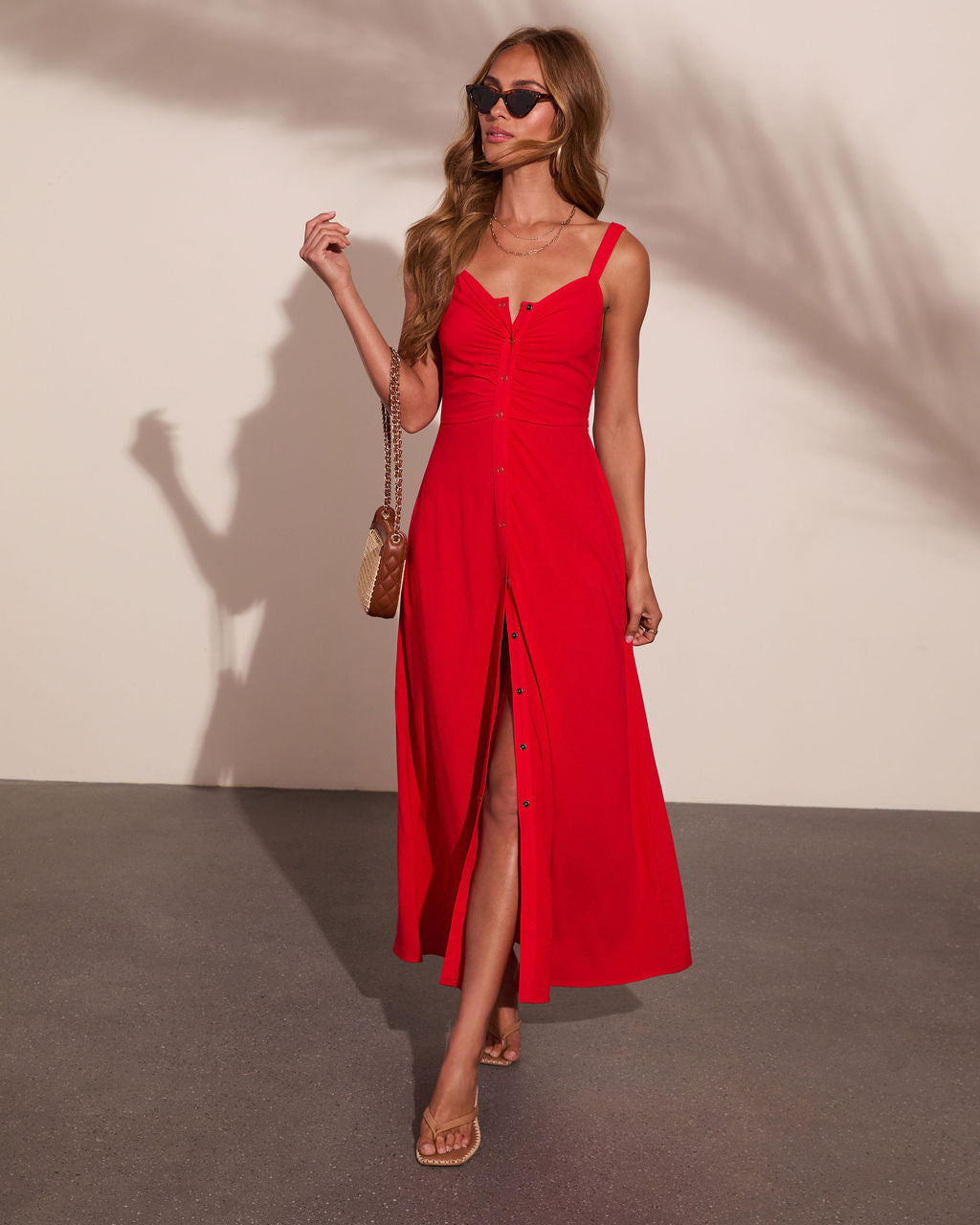 Coastal Firecracker Linen Blend Maxi Dress
