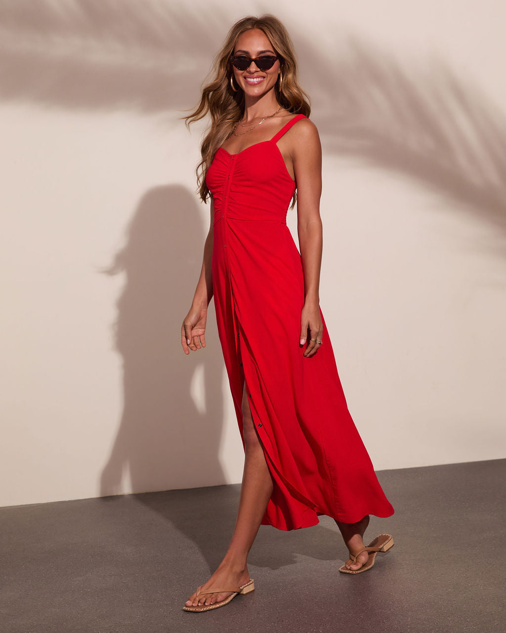 Coastal Firecracker Linen Blend Maxi Dress
