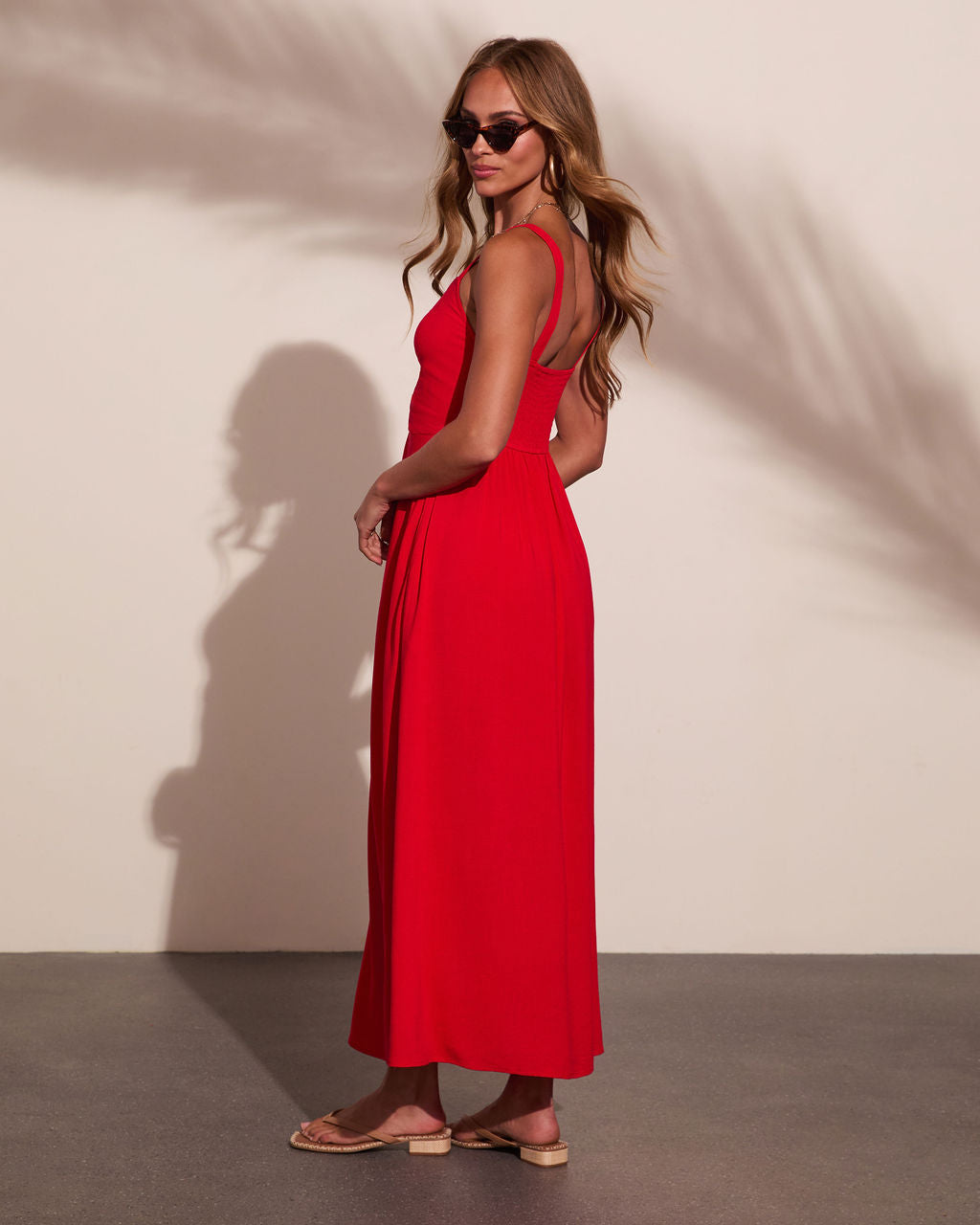 Coastal Firecracker Linen Blend Maxi Dress