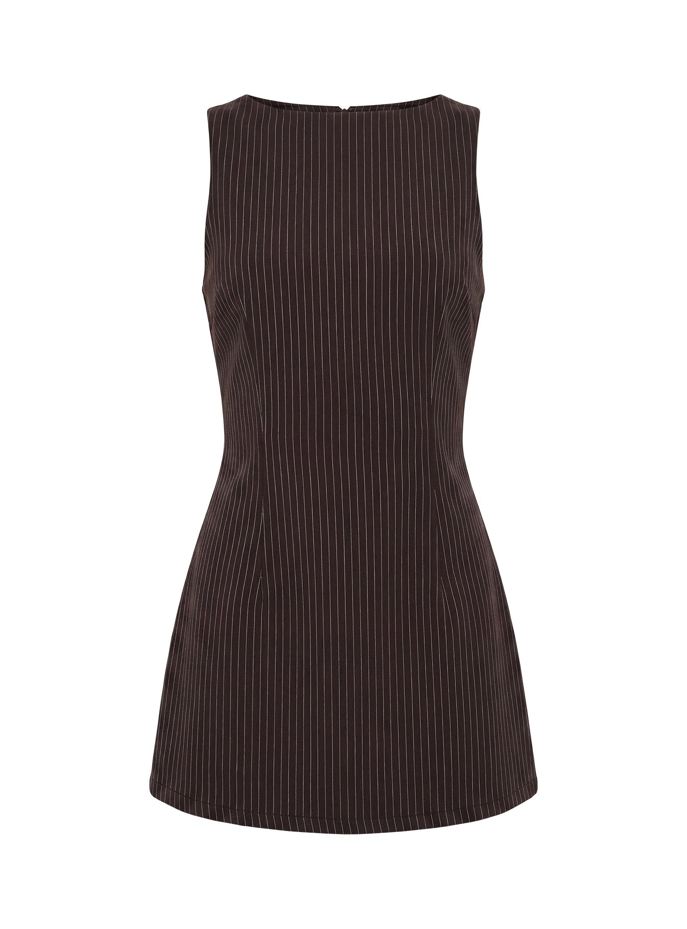 Yumiko Romper Brown Pinstripe