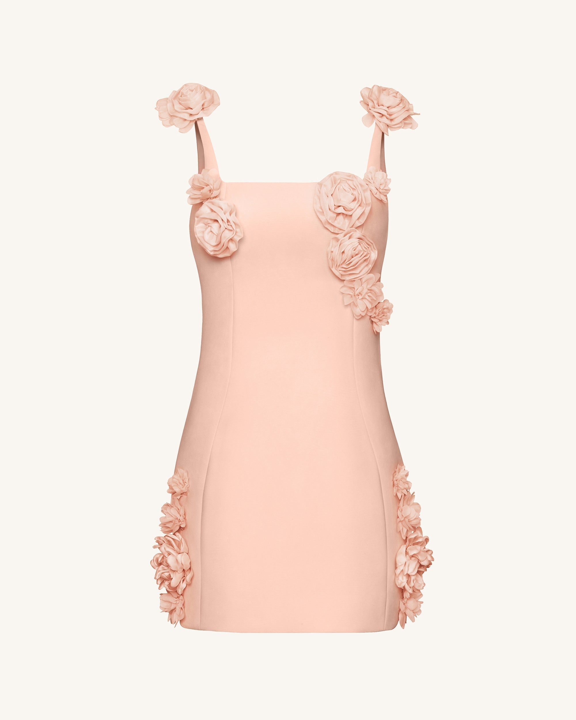 Elaina Rosette Applique Mini Dress - Apricot