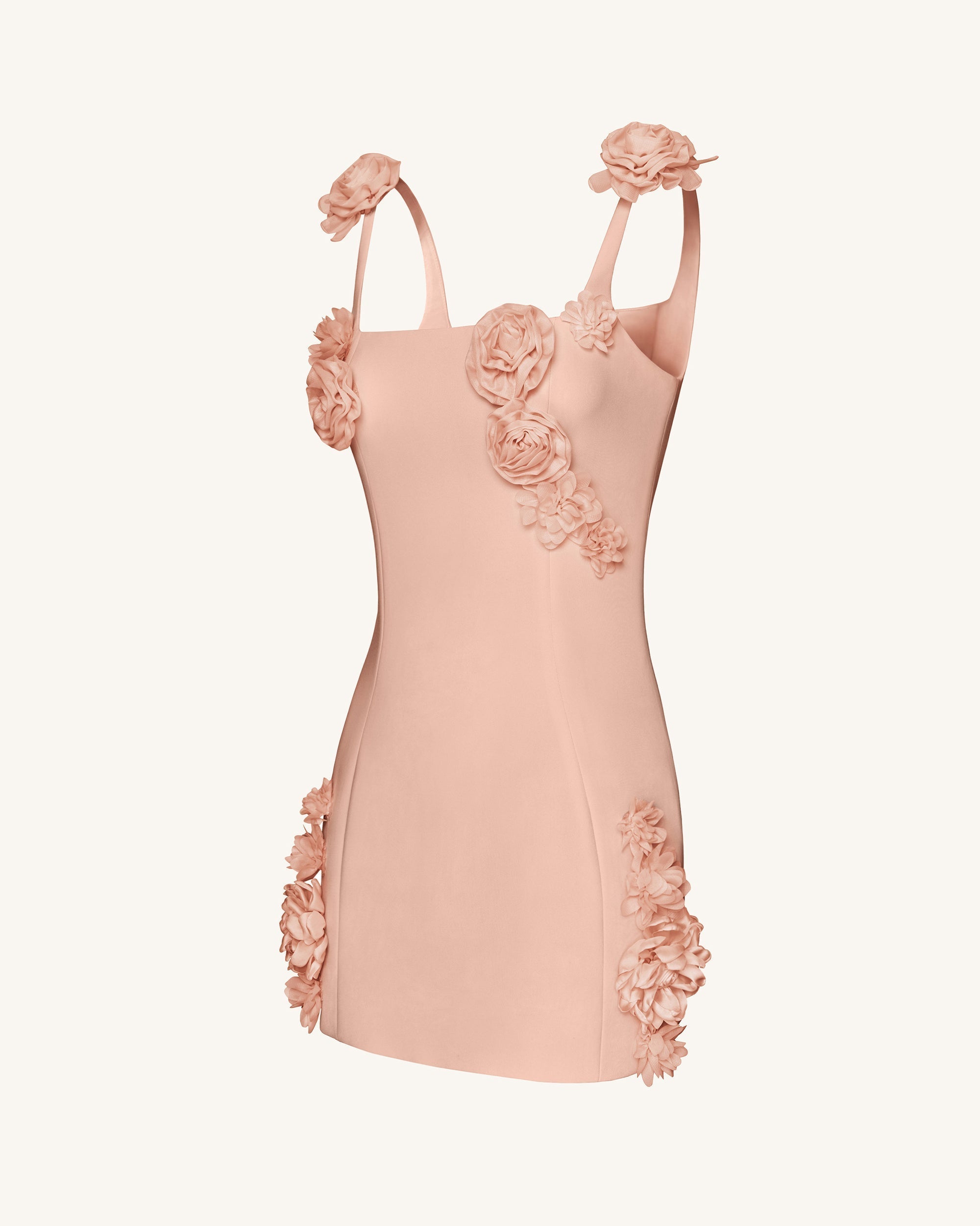 Elaina Rosette Applique Mini Dress - Apricot