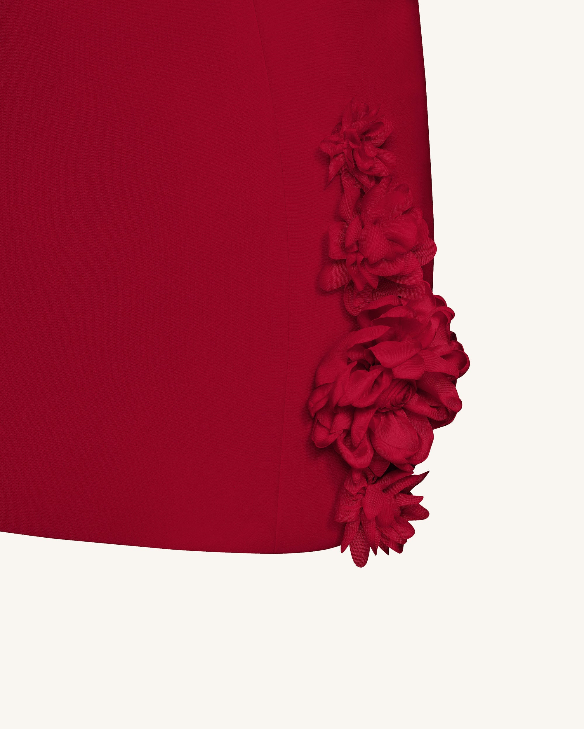 Elaina Rosette Applique Mini Dress - Red