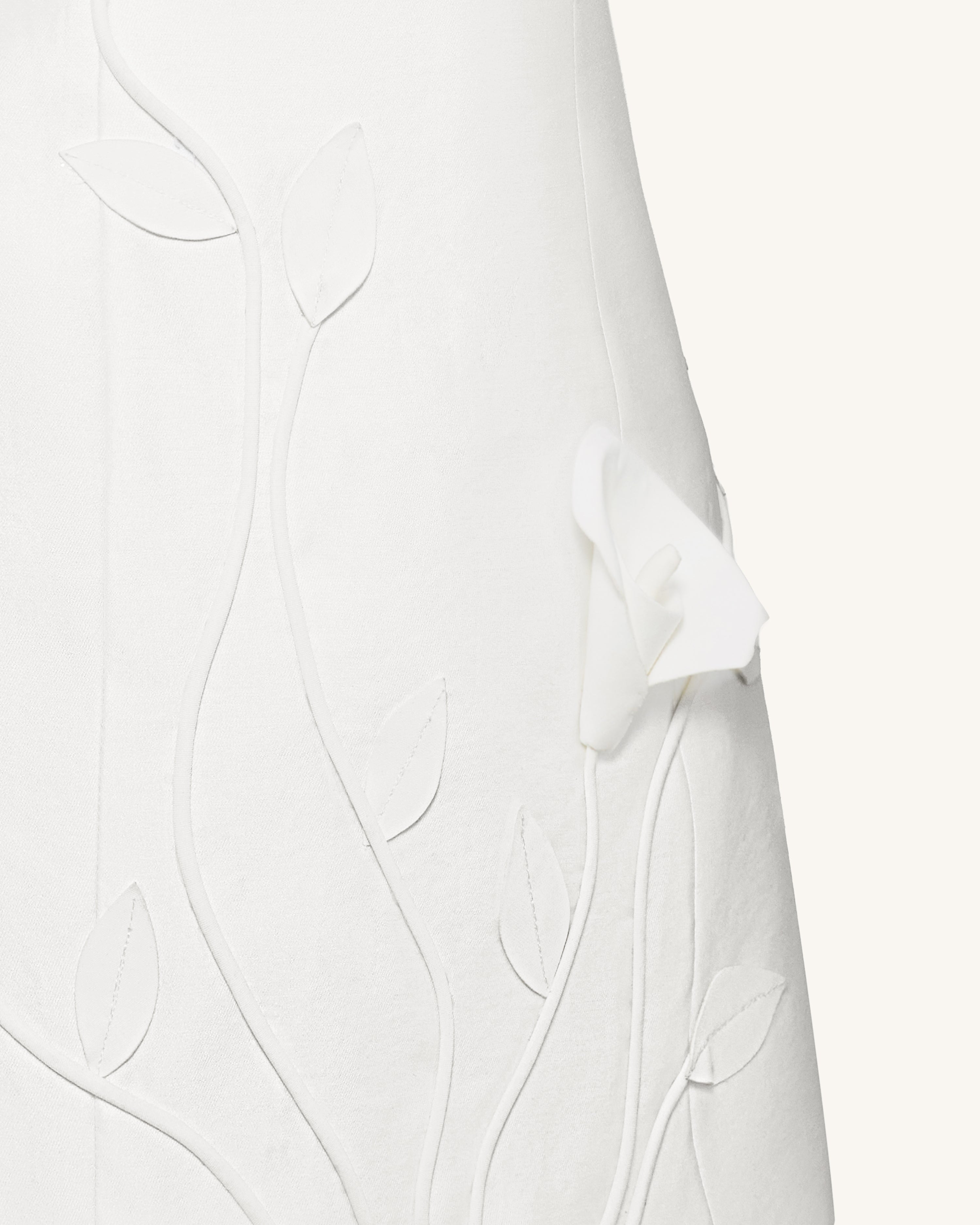 3D Vine Floral Strapless Mini Dress - White
