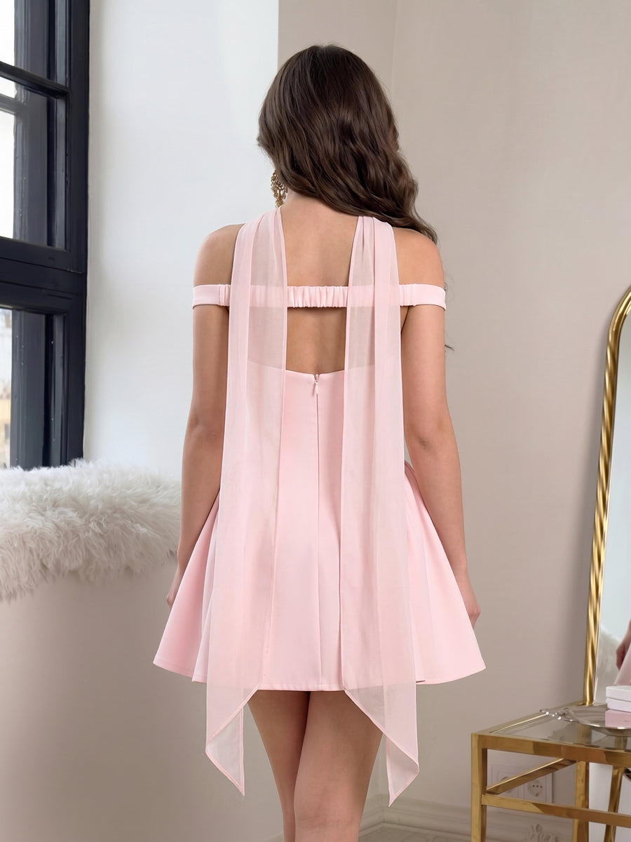 A-Line/Princess Homecoming Dresses Off-the-Shoulder Sleeveless Short/Mini Dresses Spandex Dresses With Pleats/Back Zipper
