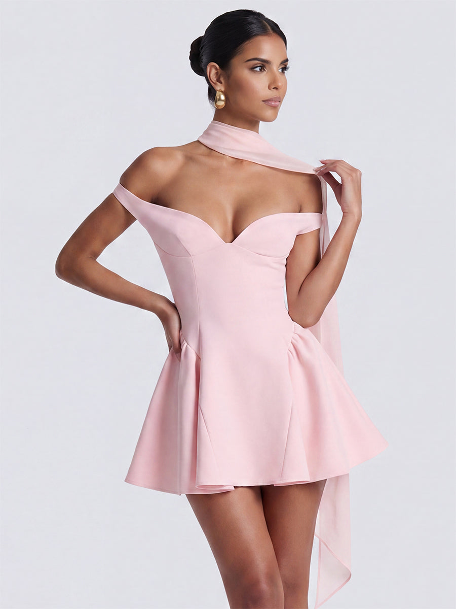 A-Line/Princess Homecoming Dresses Spandex Dresses Off-the-Shoulder Sleeveless Short/Mini Dresses With Pleats/Back Zipper