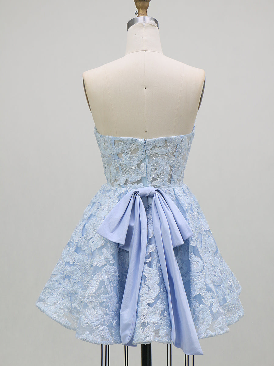 A-Line/Princess Homecoming Dresses Corset Sweetheart Sleeveless Short/Mini Tulle Dresses With Floral Appliques/Back Zipper