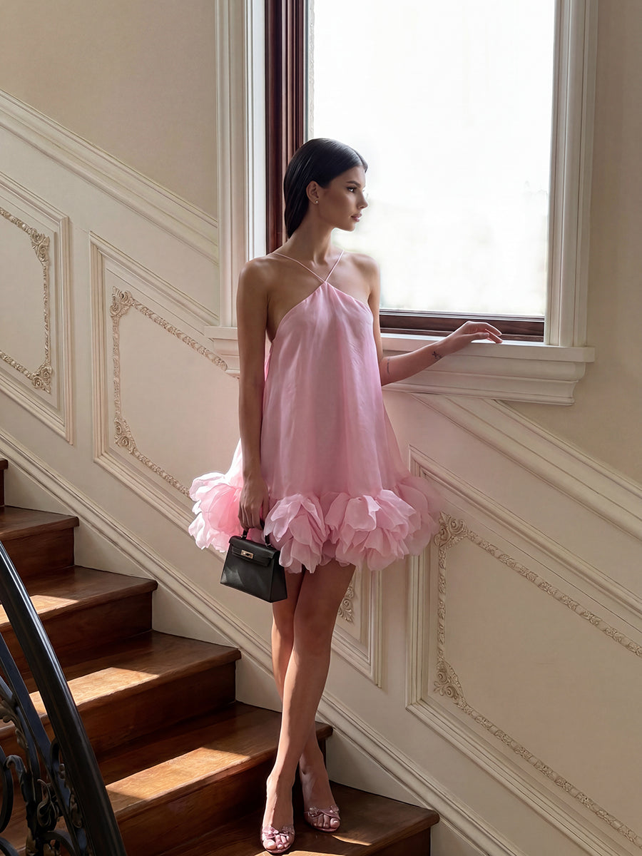 A-Line/Princess Homecoming Dresses Tulle Halter Sleeveless Short/Mini Party Dresses With Pleats/Back Zipper