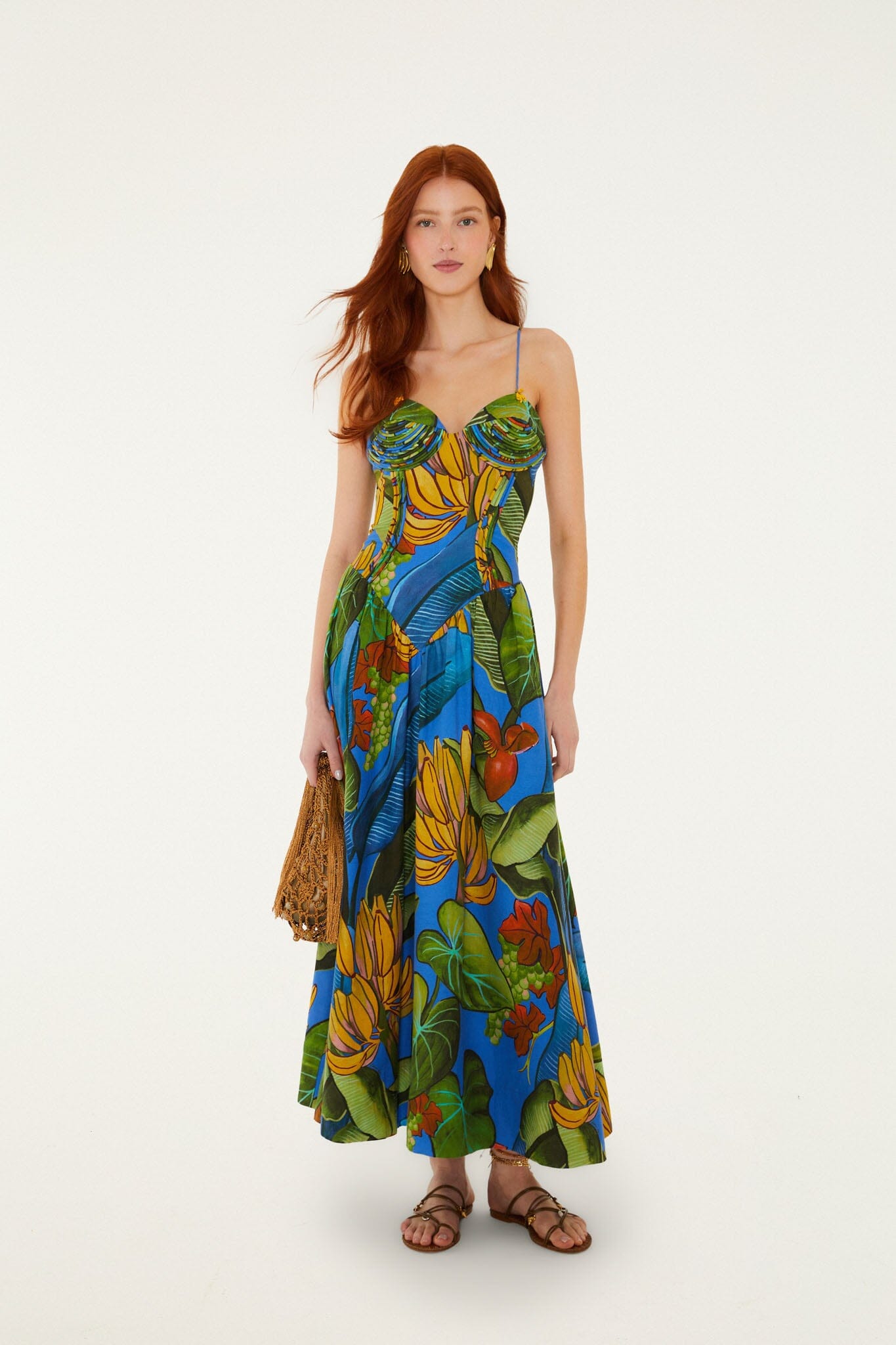 Blue Banana Grapes 3d Bodice Sleeveless Maxi Dress