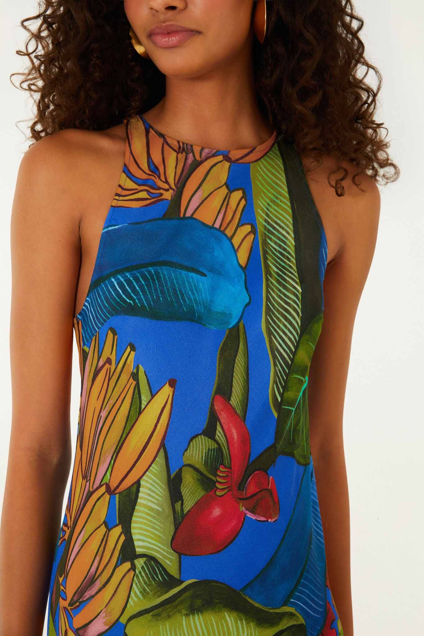 Blue Banana Grapes Sleeveless Maxi Dress