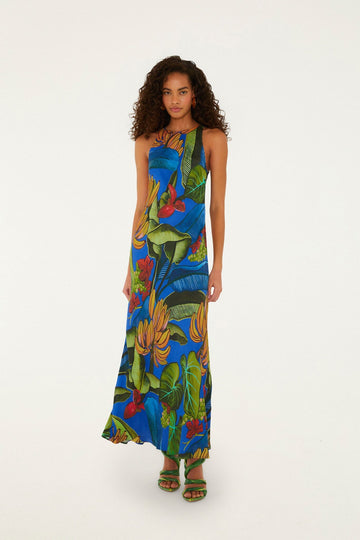 Blue Banana Grapes Sleeveless Maxi Dress