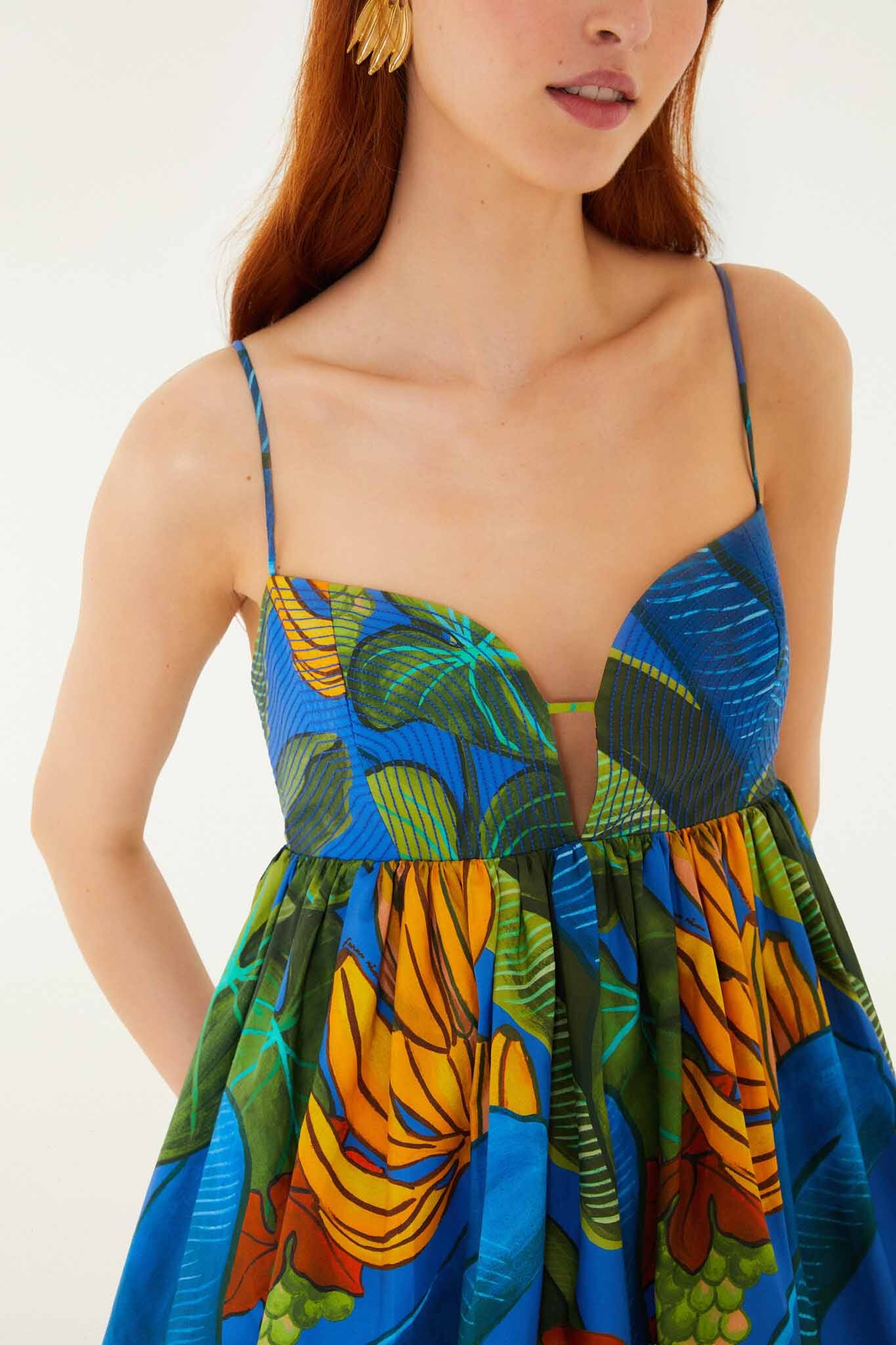 Blue Banana Grapes Sleeveless  Mini Dress
