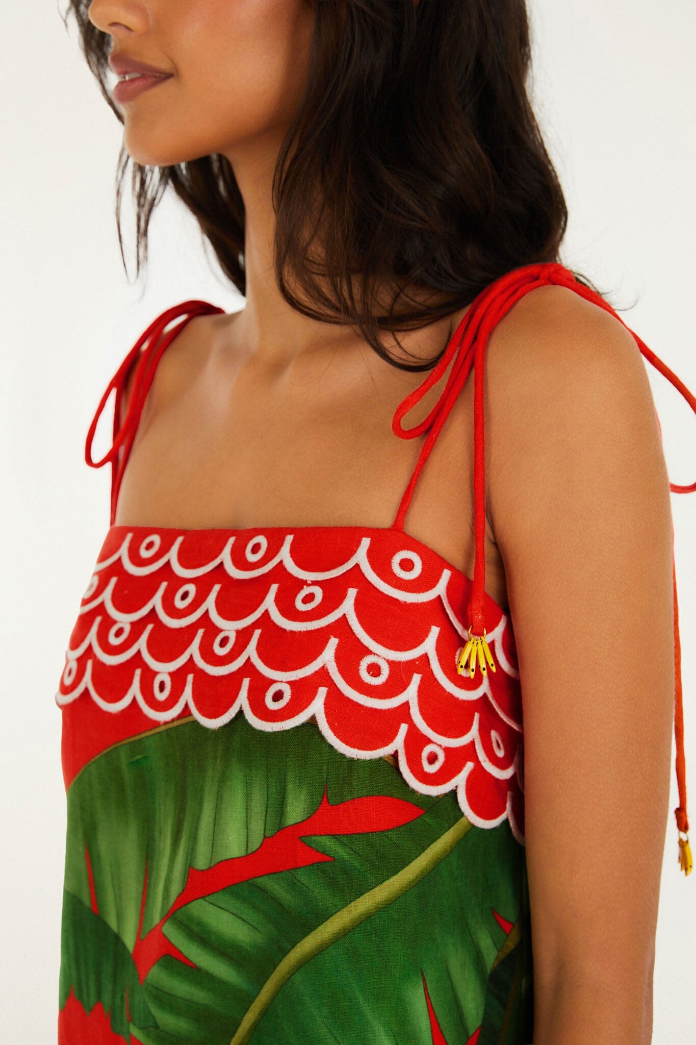 Red Fruit Trolley Banana Tassels Mini Dress