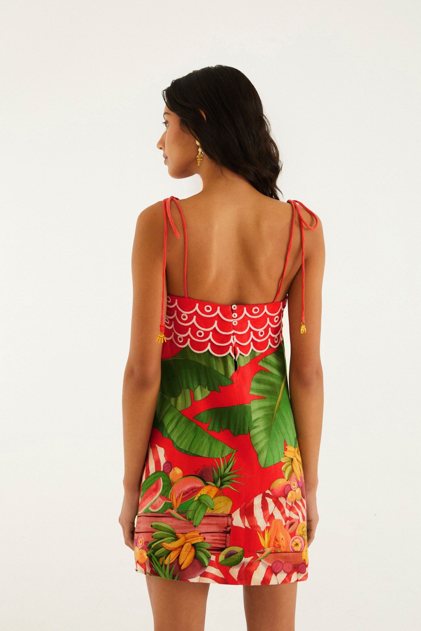 Red Fruit Trolley Banana Tassels Mini Dress