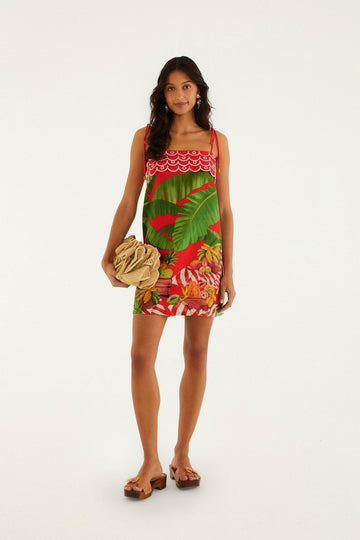 Red Fruit Trolley Banana Tassels Mini Dress