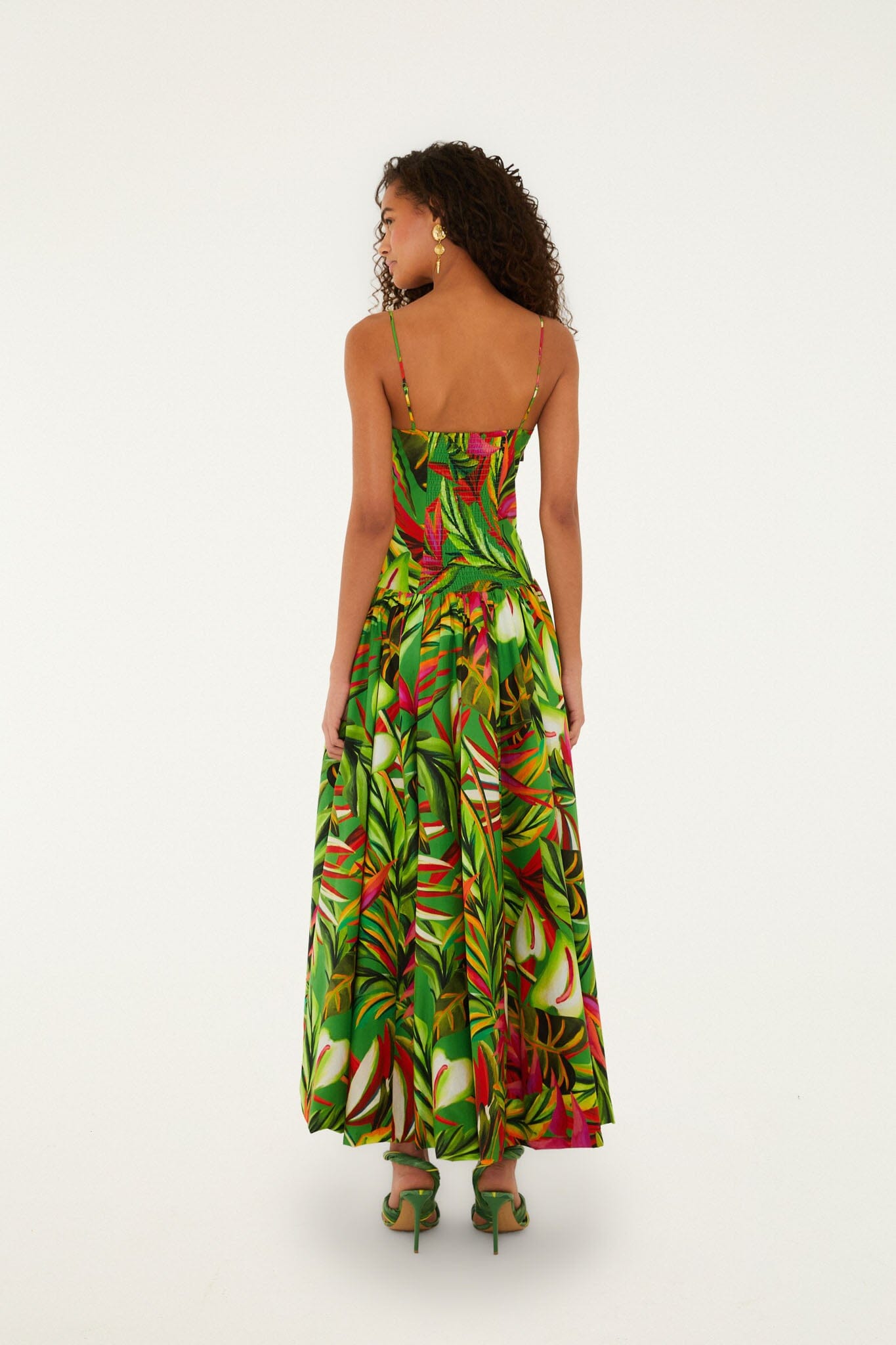 Green Tropical Dream Draped  Maxi Dress