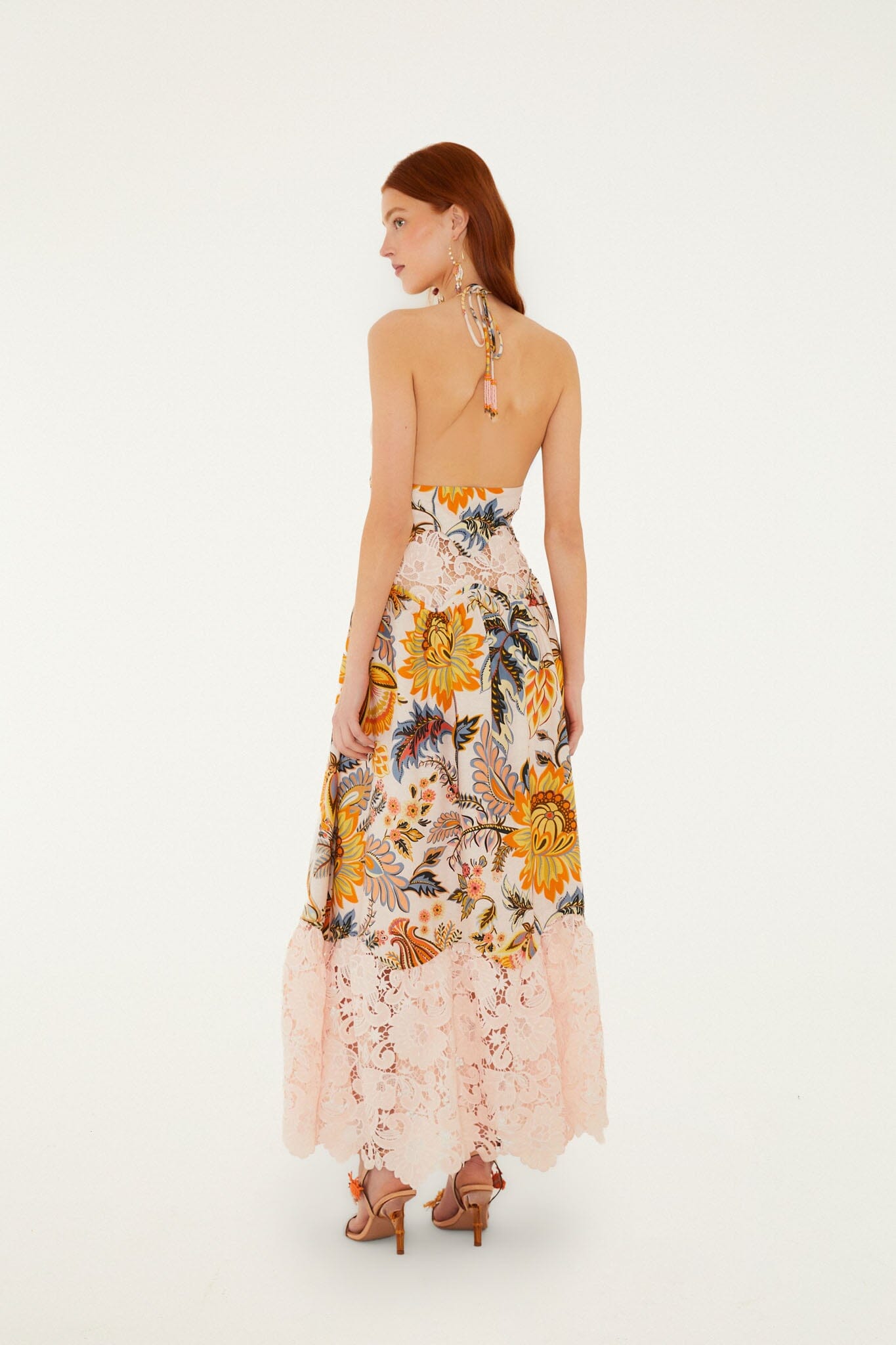 Light Pink Ligia Floral Lace Maxi Dress
