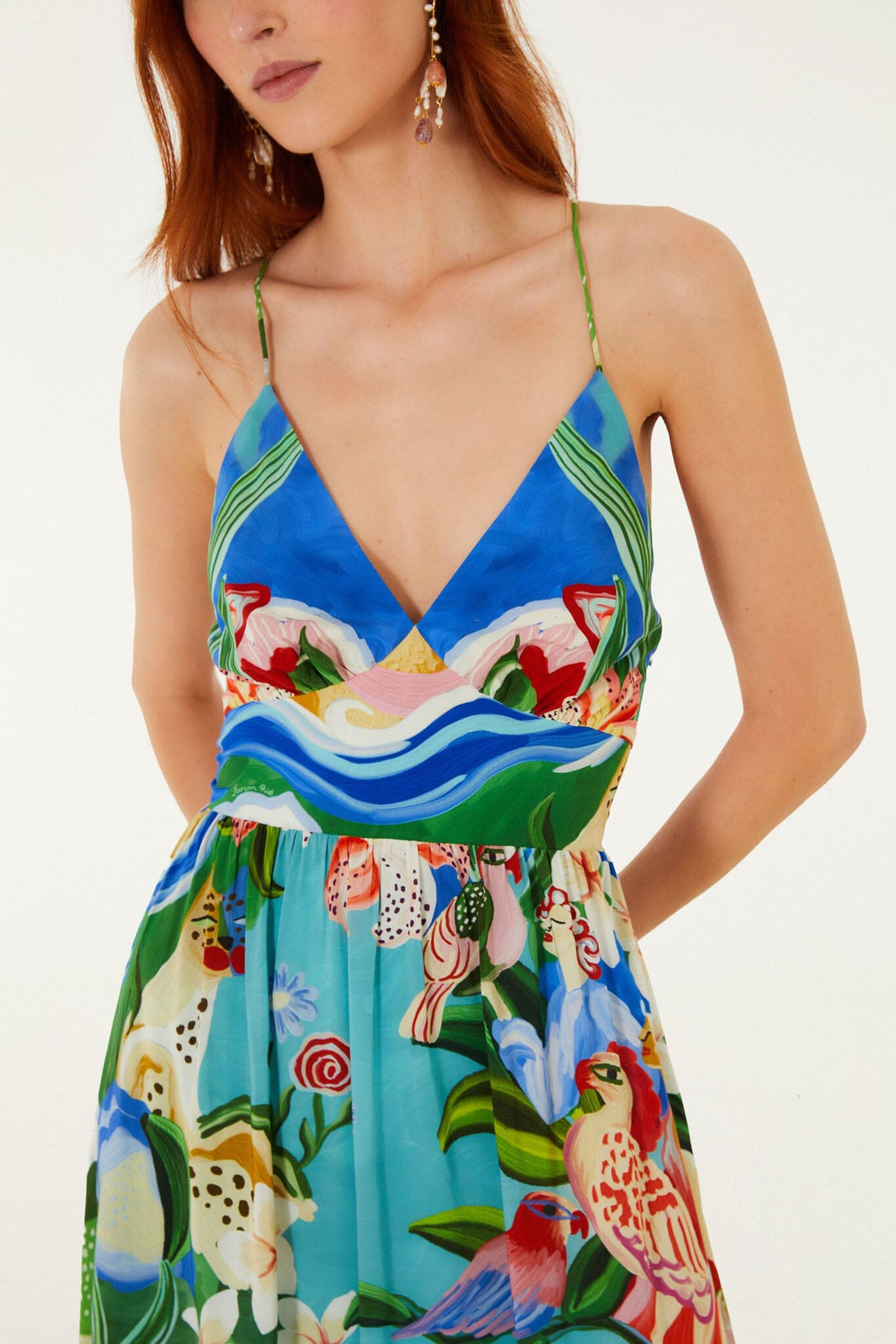 Multicolor Garden Of Life Back Ties Midi Dress