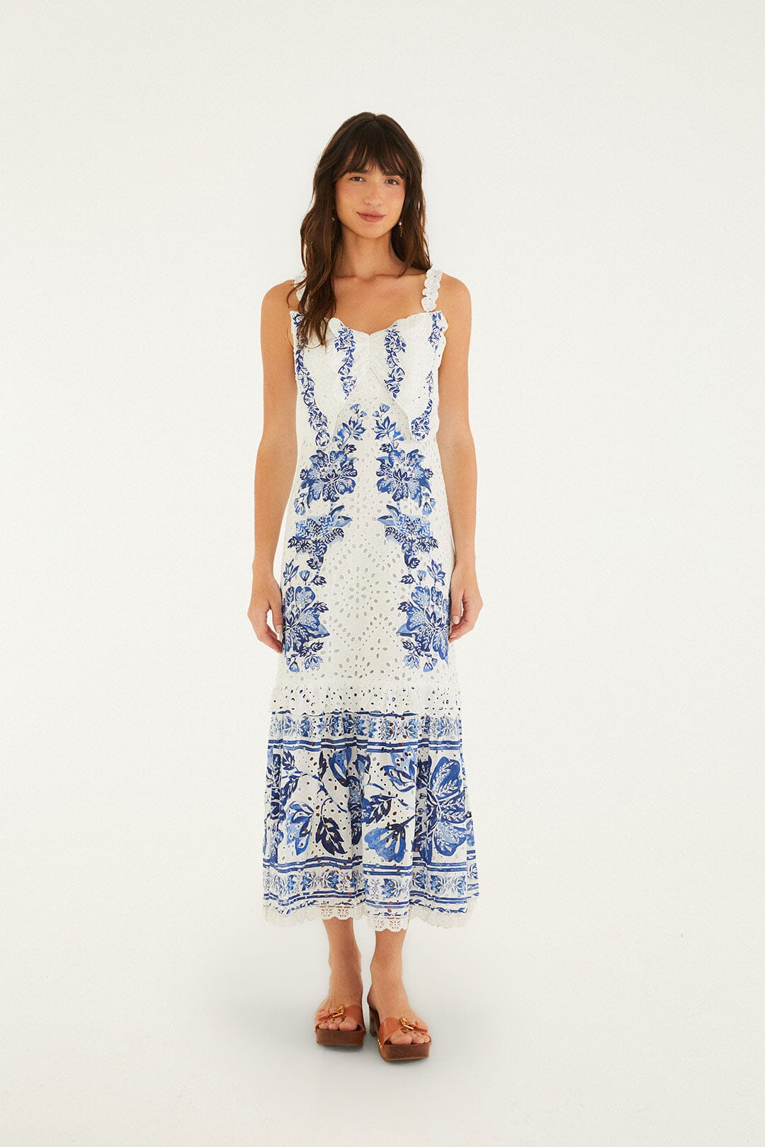 Off-White Beautiful Nature Eyelet Midi Dress