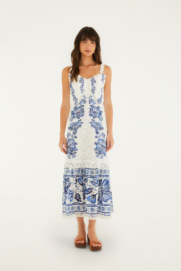 Off-White Beautiful Nature Eyelet Midi Dress
