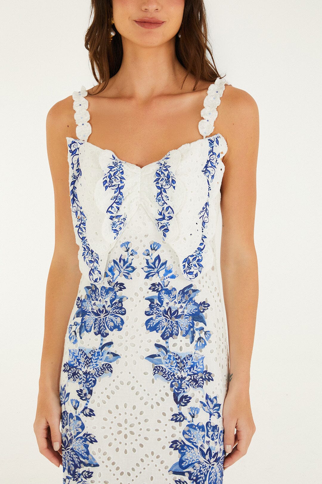 Off-White Beautiful Nature Eyelet Midi Dress