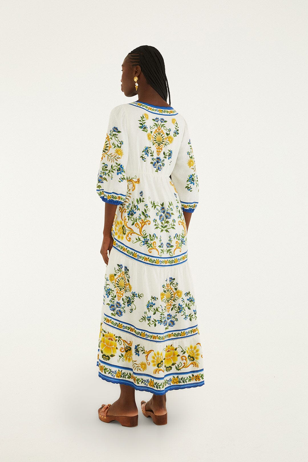 Off-White Emily Floral Tapestry Drawstring Midi Dress