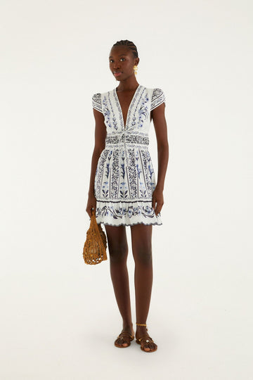 Off-White Flowers Arch Ruffled Mini Dress