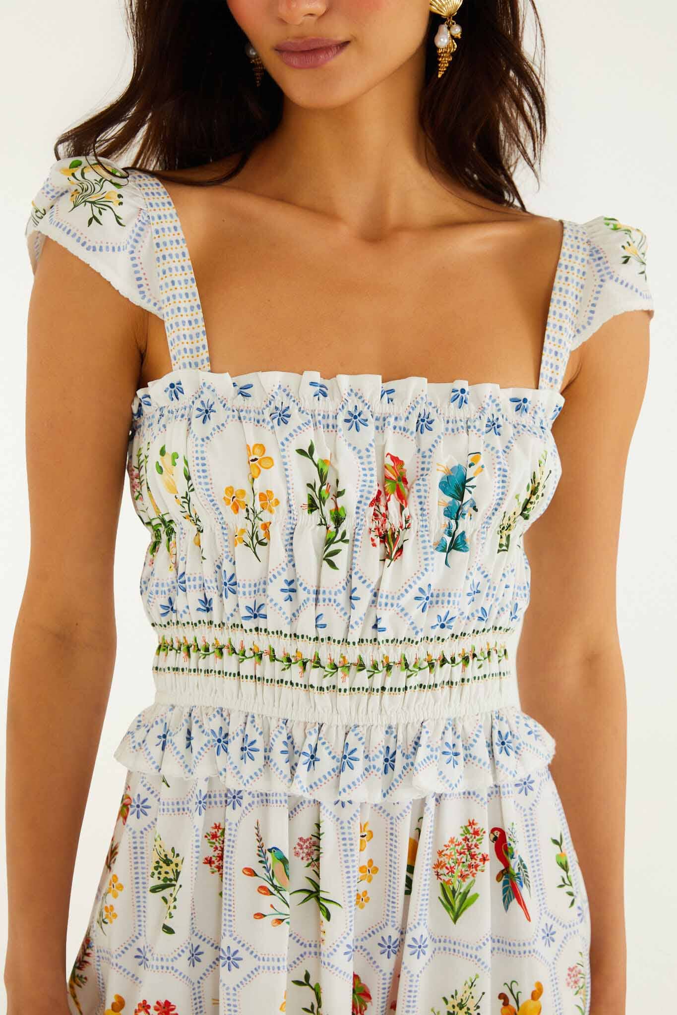 Off-White Tropical Porcelain  Maxi Dress