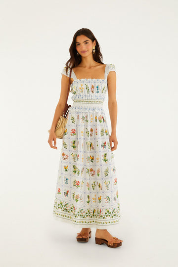 Off-White Tropical Porcelain  Maxi Dress