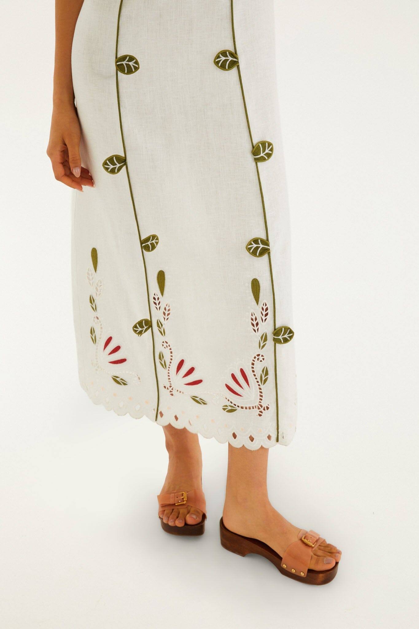 Off-White Tulip Richelieu Embroidered Midi Dress